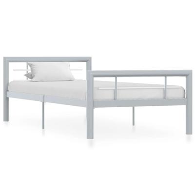 Bedframe metaal grijs en wit 100x200 cm Bedframe metaal grijs en wit 100x200 cm