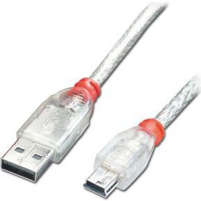 LINDY 41785 USB-kabel USB 2.0 USB-A stekker, USB-mini-B stekker 5.00 m Transparant LINDY 41785 USB-kabel USB 2.0 USB-A stekker, USB-mini-B stekker 5.00 m Transparant