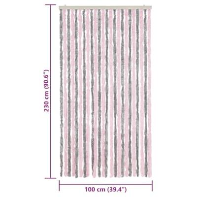 VidaXL Vliegengordijn 100x230 cm chenille zilvergrijs en roze