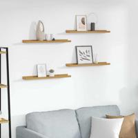 Wandplank met plank 4 pcs Beige 60 x 9 x 3 cm Bewerkt hout - thumbnail