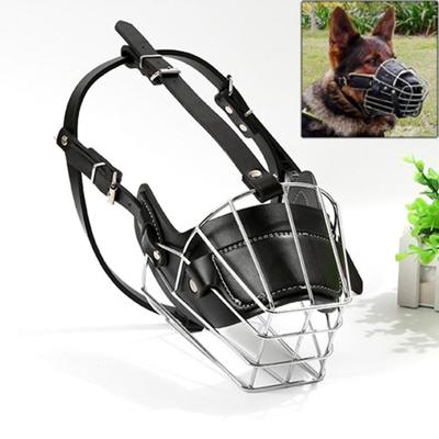 Stalen kooi stijl hond mand draad snuit beschermende snuit cover met lederen band maat: XL