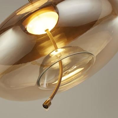 Searchlight Hanglamp GlasLisbon roodkoper met amber rondglas - 75131-1AM