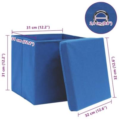 VidaXL Opbergboxen met deksel 10 st 32x32x32 cm stof blauw