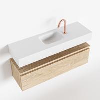 MONDIAZ ANDOR 100cm toiletmeubel washed oak. LEX 100cm wastafel talc midden 1 kraangat - thumbnail