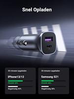 Autolader - UGREEN - 1 USB-C + 1 USB-A - 30W - Grijs - thumbnail