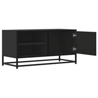 Tv-meubel 80x34,5x40 cm bewerkt hout en metaal zwart - thumbnail