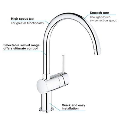 GROHE Minta Keukenkraan - hoog - draaibare ronde uitloop - chroom 32917000 - thumbnail