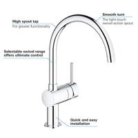 Grohe Minta Keukenkraan Met Draaibare Ronde Uitloop Chroom - thumbnail