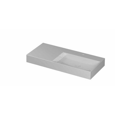 INK United Wastafel Porselein Rechts met 1 Kraangat incl. Porseleinen Click Plug en Verborgen Overloop Systeem - 1000x450x110 mm - Glans Wit
