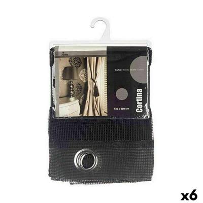 Gordijn 140 x 260 cm Rooster Zwart (6 Stuks)