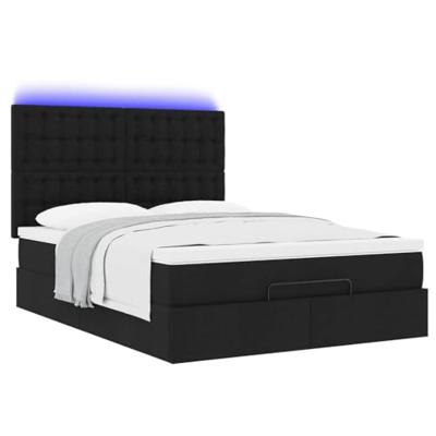 Ottoman bed met matras en LED's 140x200cm stof zwart