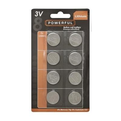 Knoopcel batterij CR2025 kaart a 8st.