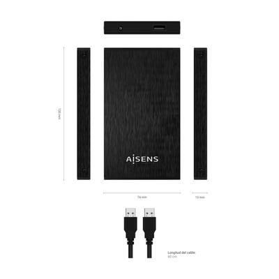 Hard drive hoes Aisens ASE-2523B Zwart 2,5" - thumbnail