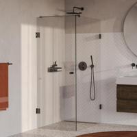 BRAUER Void Carving douchecabine met draaideur helder glas 80x120x200 incl. glascoating PVD gunmetal geborsteld - thumbnail