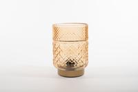 lantern Glass 12 x 17,5 cm Amber With Golden Base Led Bulb Anna's Collection - Annas collection - thumbnail