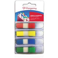 Pergamy index ft 45 x 12 mm, blister van 4 geassorteerde klassieke kleuren, met dispenser - thumbnail