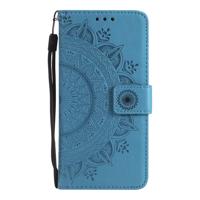 Shop4 - Huawei P Smart (2018) Hoesje - Wallet Case Mandala Patroon Blauw - thumbnail