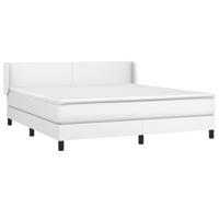Boxspring met matras kunstleer wit 180x200 cm - thumbnail