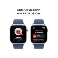 Apple Watch Series 10 (GPS 42 mm) Smartwatch - Kast van zilverkleurig aluminium - Denim sportbandje (M/L). Conditie bijhouden, Ecg-app, always on Retina-display, waterbestendig - thumbnail