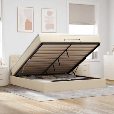 Ottoman bed met matras 160x200cm stof crèmekleurig