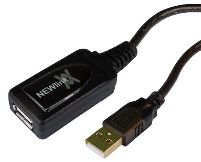 NEWlink USB 2.0 ACTIVE REPEATER Verlengkabel BOOSTER leiden een man naar een vrouw, 20m, Zwart