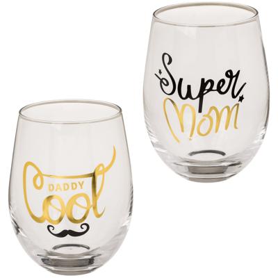 Leuke glazen 'Super mom' & 'Daddy cool'