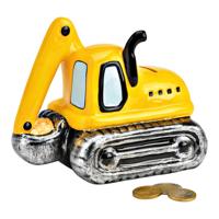 Spaarpot graafmachine van keramiek geel (B/H/D) 16x14x11cm - thumbnail