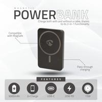 Nedis Powerbank | 5000 mAh | Draadloos opladen | 1.67 / 2.22 / 3.0 A | Outputs: 1 | Output: 1x USB-C™ | Inputs: 1x USB-C™ | PD3.0 20W | - thumbnail