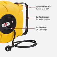 Brennenstuhl 1241000 Kabelhaspel voor aan de muur 9.00 m Zwart Randaarde stekker - thumbnail