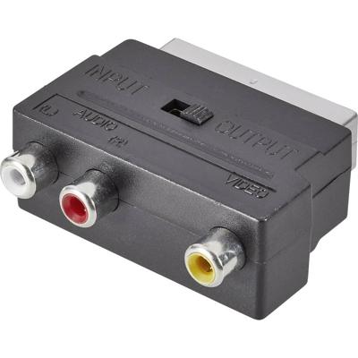 Speaka Professionele SP-7870340 RCinch/SCART adapter [3X RCA-aansluiting - 1x SCARTstekker] zwart met schakelaar