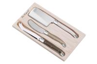 Lou Laguiole houten kaasmessen set 3-delig - thumbnail