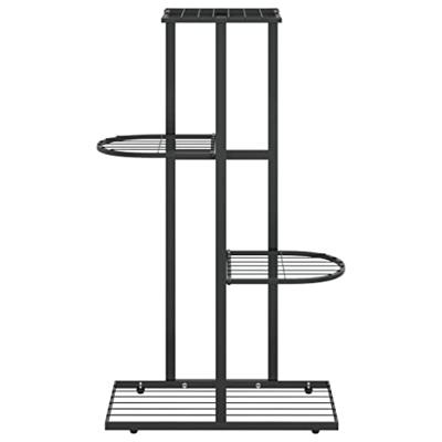 VidaXL Bloemenstandaard met 4 lagen 43x22x76 cm metaal zwart VidaXL Bloemenstandaard met 4 lagen 43x22x76 cm metaal zwart