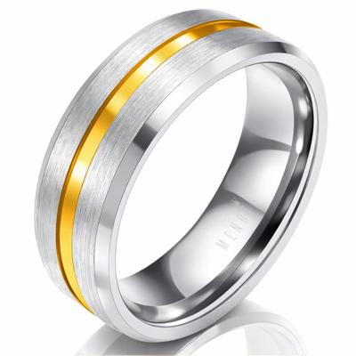 Heren ring Wolfraam Zilver Goud 8mm-21mm Heren ring Wolfraam Zilver Goud 8mm-21mm