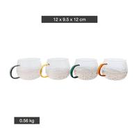 POINT-VIRGULE - Koffie & Thee - Theeglas 0,40l gekleurd Gehamerd set/4 - thumbnail