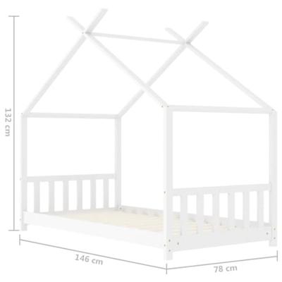Kinderbedframe massief grenenhout wit 70x140 cm