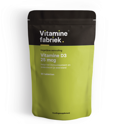 Vitamine D3 25 mcg - 90 tabletten - Vitaminefabriek.nl