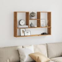 Wandschap 99x15x60 cm bewerkt hout artisanaal eikenkleurig - thumbnail