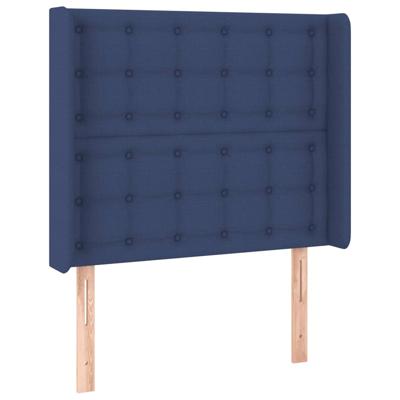 Hoofdbord LED 147x16x118/128 cm stof blauw