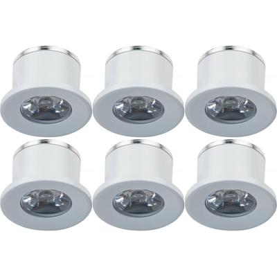 LED Veranda Spot Verlichting 6 Pack - Velvalux - 1W - Warm Wit 3000K - Inbouw - Dimbaar - Rond - Mat Wit - Aluminium - Ø31mm