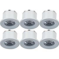 LED Veranda Spot Verlichting 6 Pack - Velvalux - 1W - Warm Wit 3000K - Inbouw - Dimbaar - Rond - Mat Wit - Aluminium - Ø31mm - thumbnail