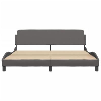 Bedframe met hoofdbord kunstleer grijs 180x200 cm