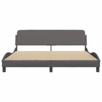 Bedframe met hoofdbord kunstleer grijs 180x200 cm - thumbnail
