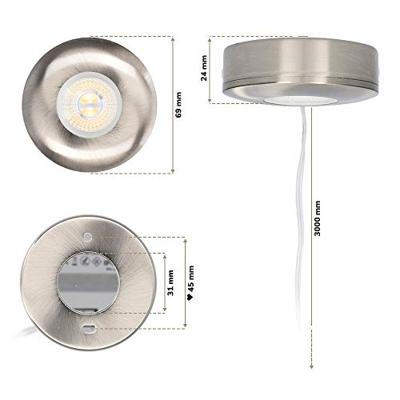 Set van 6 Pavo - Platte LED opbouwspots 23mm - 3W 300lm - 2700K - Dimbaar - Rond - IP44 - RVS