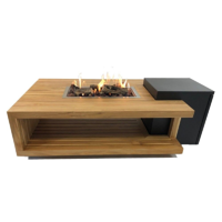 Enjoyfires: Vuurtafel Teakhout Rechthoek - Zwart - thumbnail