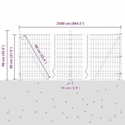 VidaXL Hek met paal groen 0,8 x 25 m staal en pvc