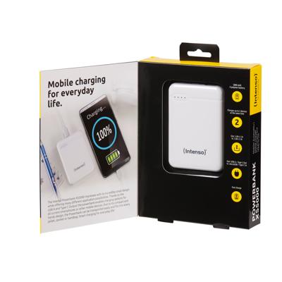 Intenso XS5000 Powerbank 5000 mAh LiPo USB-A, USB-C, Micro-USB Wit Statusweergave