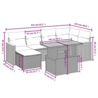 7-delige Loungeset met kussens poly rattan beige - thumbnail