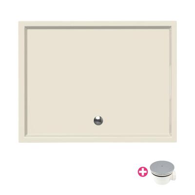 Douchebak Xenz Mariana | 130x100x4 cm | Incl.Afvoersifon-Chroom | Acryl | Rechthoekig | Pergamon glans