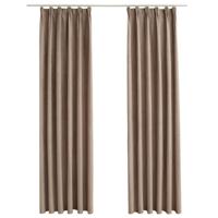 VidaXL Gordijnen verduisterend met haken 2 st 140x175 cm taupe - thumbnail