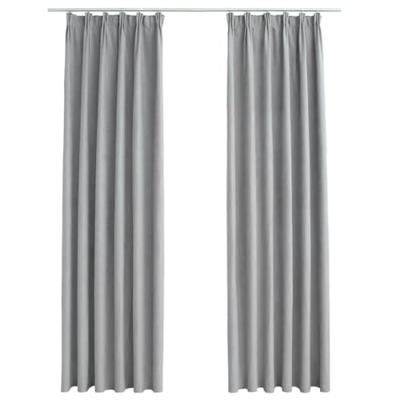 VidaXL Gordijnen verduisterend met haken 2 st 140x225 cm grijs VidaXL Gordijnen verduisterend met haken 2 st 140x225 cm grijs